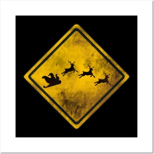 Crossing reindeer of Santa Claus Posters and Art